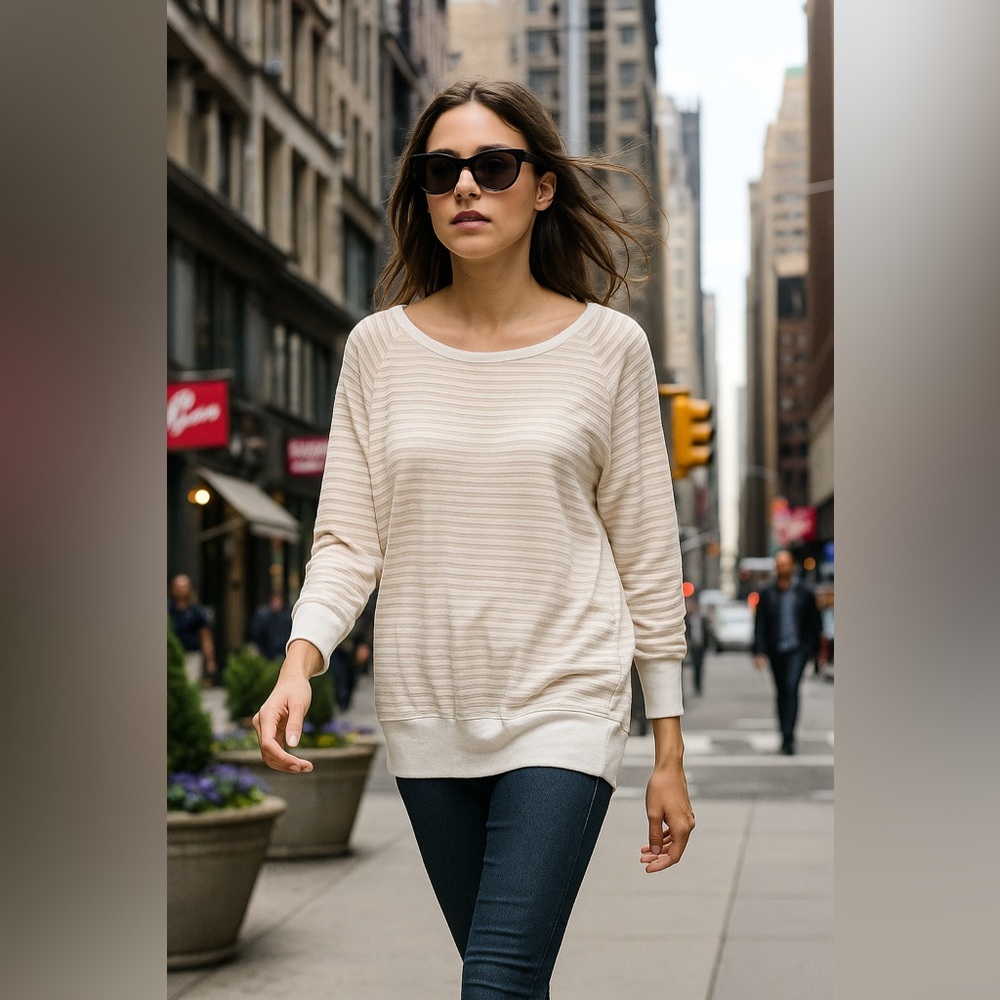 Rag & Bone silk shadow stripe cuffed top 4 M